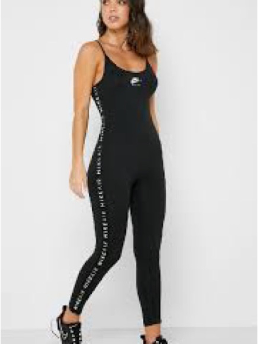 Nike Black Slim Strappy Logo Jumpsuit with Side Script
